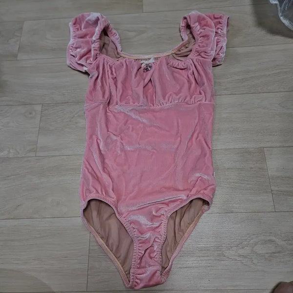 [BUNJANG] The Silhouette V Leotard Velvet Pink Size S / 더실루엣뜨 레오타드 벨벳 핑크