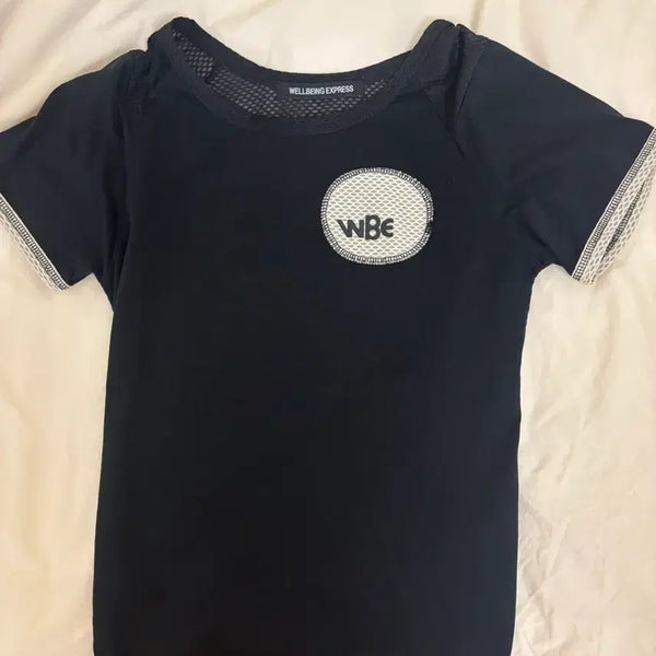 [BUNJANG] Wellbeing Express Mesh Combi Half Sleeve Black T-Shirt / 웰빙익스프레스 메쉬 콤비 하프 슬리브 블랙