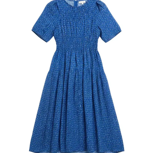 [BUNJANG] Vintage Blue Cool-Tone Short-Sleeve Maxi Dress / 여성F/ 블루 쿨톤 시원소재 반팔 롱원피스 빈티지킹