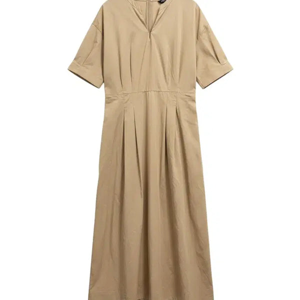 [BUNJANG] Zara Beige Pleated Colorblock Long Dress / 여성M/ 자라 베이지 플리츠 배색 롱원피스 빈티지킹