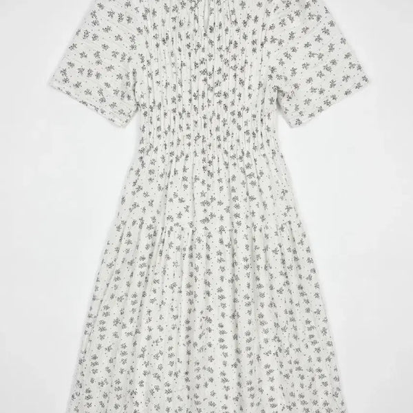 [BUNJANG] Women's Sixth Sense White Floral Short-Sleeve Long Dress / 여성F/ 식스감 화이트 잔꽃 반팔 롱원피스 빈티지킹