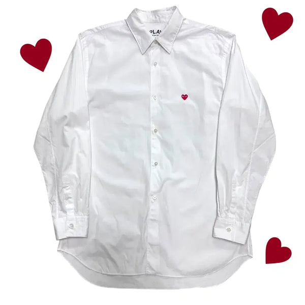[BUNJANG] Comme des Garçons White Mini Heart Logo Shirt / 꼼데가르송 화이트 미니 하트로고 셔츠 (No.101)