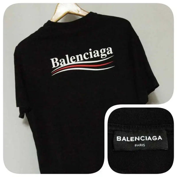[BUNJANG] Balenciaga Black Big Logo Round Neck Short Sleeve T-Shirt Men's 100 / 발렌시아가 블랙 빅로고 반팔 라운드 티셔츠 남성100