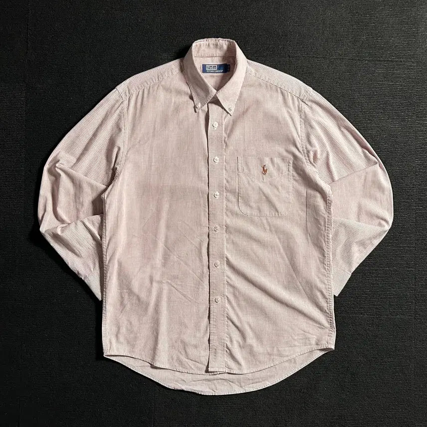 [BUNJANG] Polo Ralph Lauren Striped Pink Pocket Shirt / 폴로 랄프로렌 스트라이프 핑크 포켓 셔츠