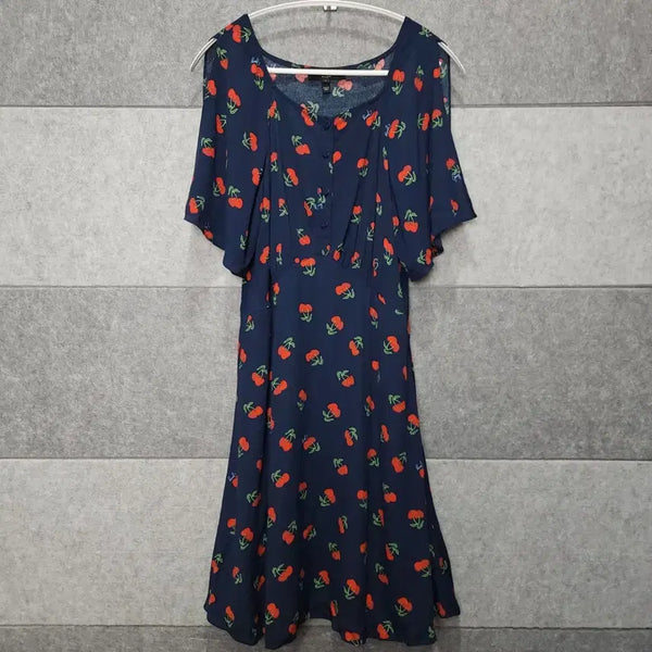 [BUNJANG] Juciy Couture Black Label Women's Cherry Pattern Dress Navy / 쥬시꾸뛰르 블랙라벨 여성 원피스 (사이즈 82-94-160)