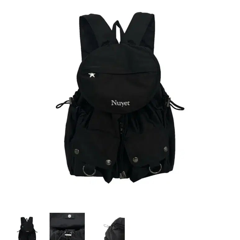 [BUNJANG] Nuet Black Round Pocket Backpack / 누엣 블랙 라운드 포켓 백팩