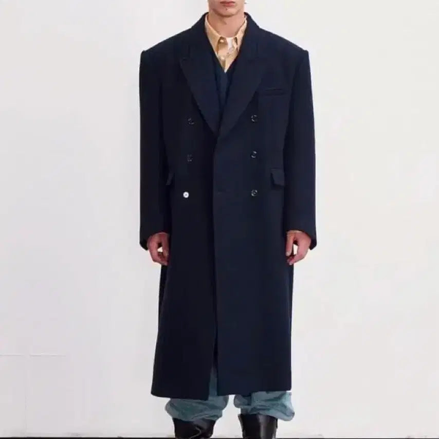 [BUNJANG] Recto Roverfelt Double Coat Navy S / 렉토 로버펠트 더블코트 네이비 s