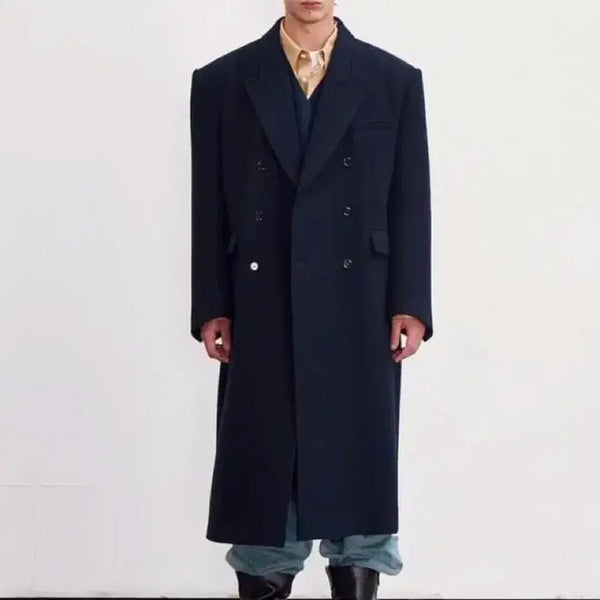[BUNJANG] Recto Roverfelt Double Coat Navy S / 렉토 로버펠트 더블코트 네이비 s