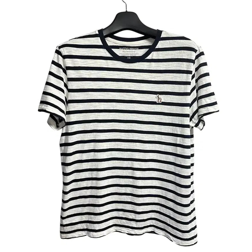 [BUNJANG] Hazzys Striped Slub Round Neck Short Sleeve T-Shirt Size 110 / 헤지스 스트라이프 슬럽 라운드넥 반팔티셔츠 110