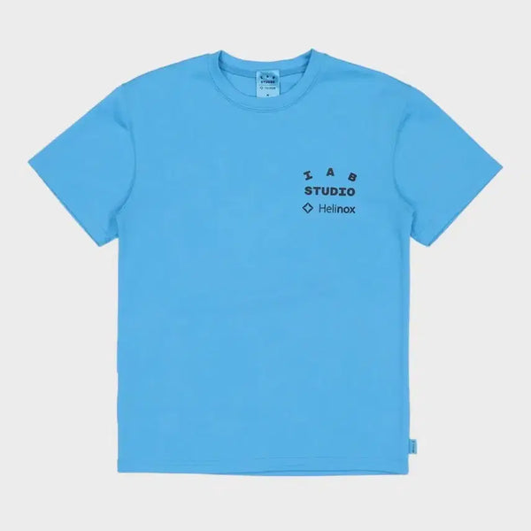 [BUNJANG] IAB Studio x Helinox Color Block T-Shirt Cyan Blue / 아이앱 스튜디오 x 헬리녹스 티셔츠 시안 블루 반팔