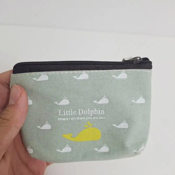 [BUNJANG] Whale Pattern Mint Pouch / 고래 무늬 민트색 파우치
