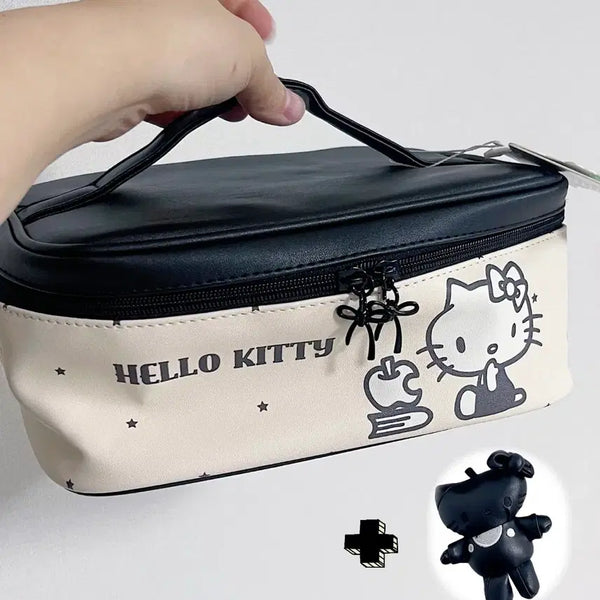 [BUNJANG] Sanrio Hello Kitty Faux Leather Cosmetic Pouch / 토트 산리오 헬로키티 인조가죽 칸칸 화장품 파우치