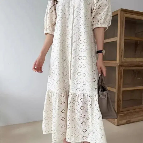 [BUNJANG] Punch Lace Long Dress / 새상품) 펀칭 레이스 롱원피스