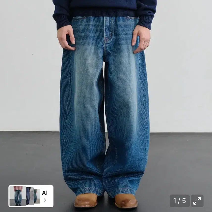 [BUNJANG] Known Corduroy Denim Pants (Blue) Size 1 / 노운 코듀로이 데님 팬츠 (블루) 1사이즈