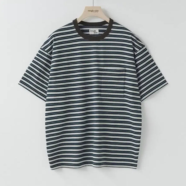 [BUNJANG] Roughsides 26SS Multi Stripe Half Sleeve T-Shirt / 러프사이드 26SS 멀티 스트라이프 하프 슬리브 반팔티