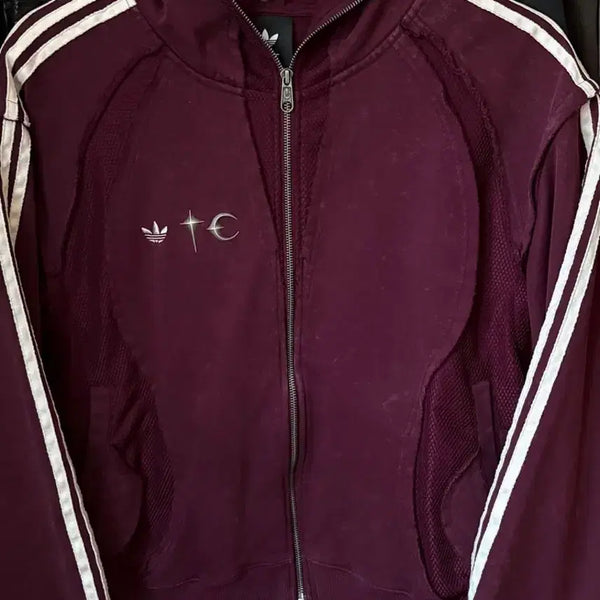 [BUNJANG] Adidas x Thug Club Teamgeist Hooded Zip-Up Jacket Maroon / 아디다스 떠그클럽 팀가이스트 후드집업 마룬