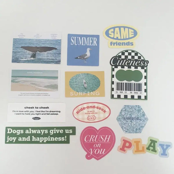 [BUNJANG] Summer Vibes Die-Cut Sticker Set (12 Sheets) / 여름느낌 조각 스티커 12장 세트