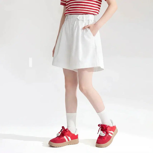 [BUNJANG] White Pintuck A-Line Shorts / [새상품] 화이트 핀턱 A라인 반바지