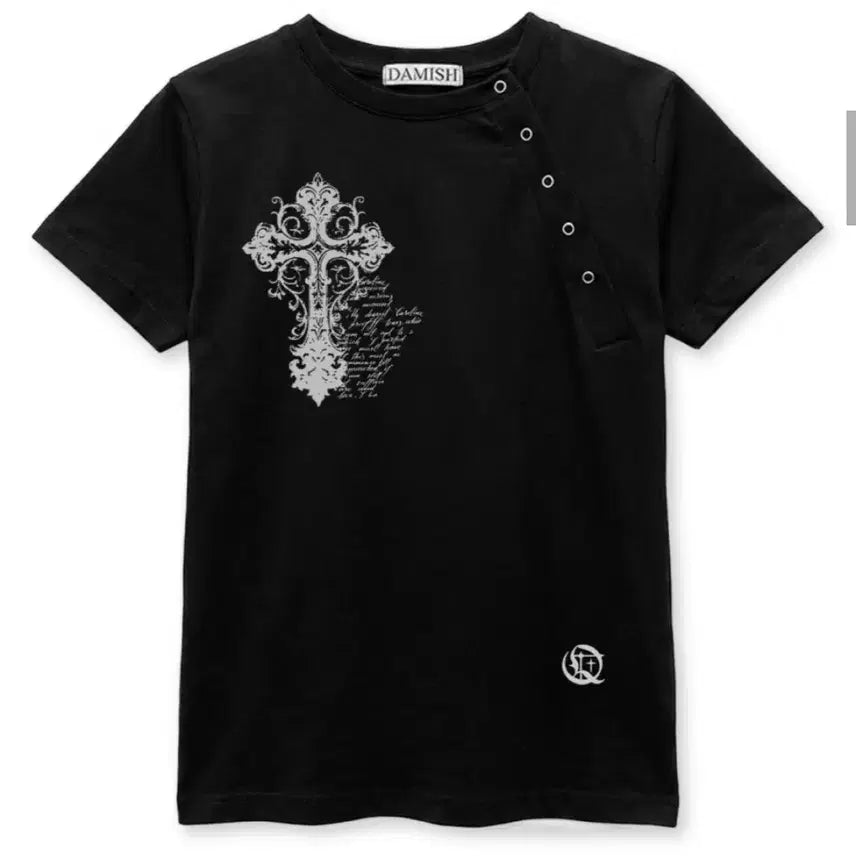 [BUNJANG] DAMISH Vintage Cross Short Sleeve T-Shirt / 다미쉬 빈티지 크로스 사선 반팔 티셔츠