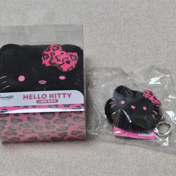 [BUNJANG] Hello Kitty Black Leopard Print Pouch Mini Keyring / 헬로 키티 블랙 호피 파우치, 미니 키링(동전지갑) 판매합니다