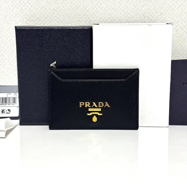 [BUNJANG] Prada Vitello Gold Logo Card Holder / 프라다 비텔로 금장 로고 카드지갑