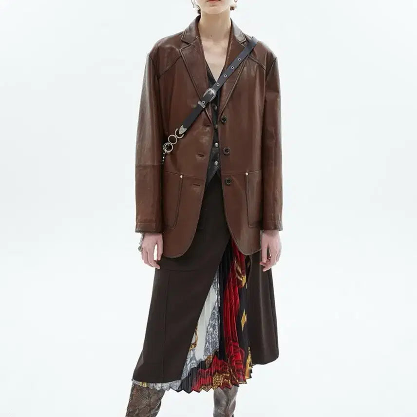 [BUNJANG] Andersson Bell Therone Aging Leather Blazer Jacket / (S/100)앤더슨벨 테론 에이징 레더 양가죽 블레이저 가죽자켓