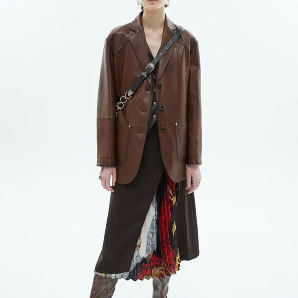 [BUNJANG] Andersson Bell Therone Aging Leather Blazer Jacket / (S/100)앤더슨벨 테론 에이징 레더 양가죽 블레이저 가죽자켓