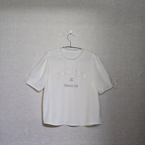 [BUNJANG] ZOOC Women's Glitter Lettering Round Neck Blouse / 2025년도)ZOOC주크 블라우스