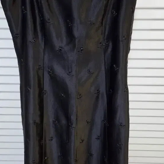 [BUNJANG] Black Beaded Strap Bustier Long Dress / 블랙 비즈 스트랩 뷔스티에 원피스