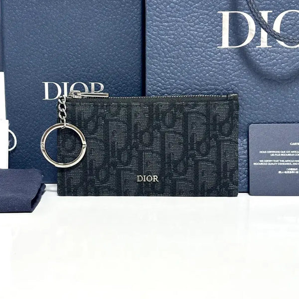 [BUNJANG] Dior Oblique Jacquard Zipped Card Holder / 디올 오블리크 자카드 스플릿 링 지퍼 카드지갑