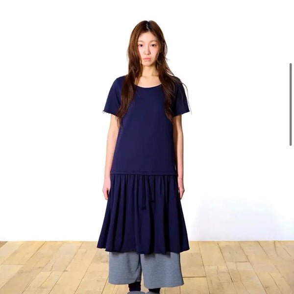 [BUNJANG] Koiseio038 Shirring Dress Navy Size M / 코이세이오038 셔링 원피스 네이비 M사이즈