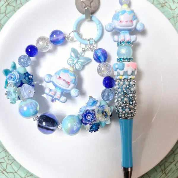 [BUNJANG] Skullpanda Handmade Keychain & Pen Set / 스컬판다 비즈 키링+볼펜세트 핸드메이드  판매해요!!