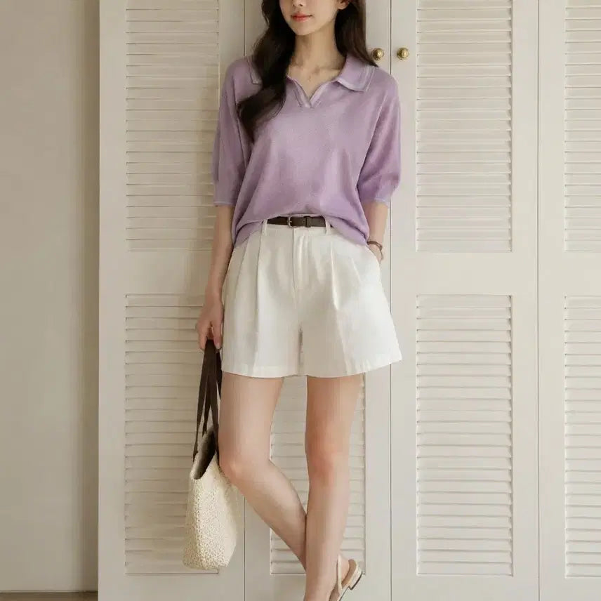 [BUNJANG] JISEN Open Collar Knit / 지센 오픈카라넥 니트