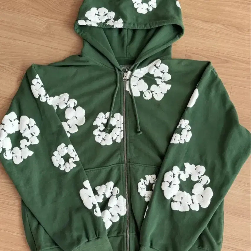 [BUNJANG] Denim Tears Green Zip-Up Hoodie / 데님티어스 후드집업 그린