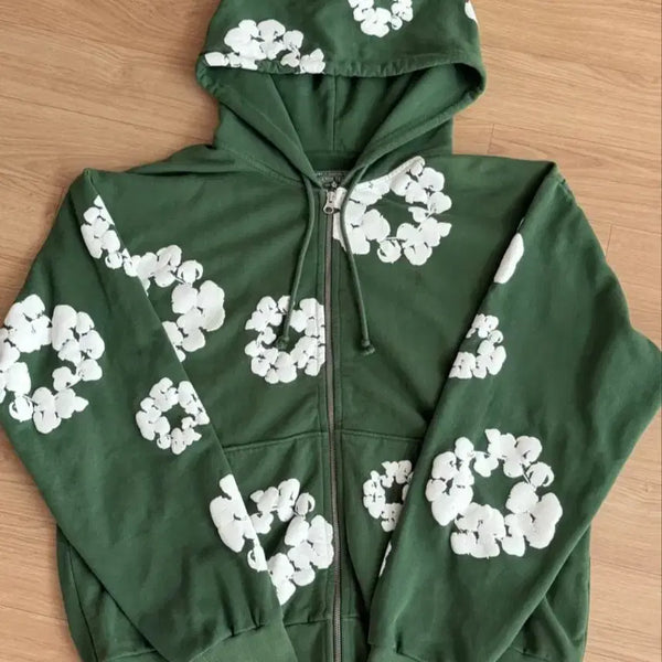 [BUNJANG] Denim Tears Green Zip-Up Hoodie / 데님티어스 후드집업 그린