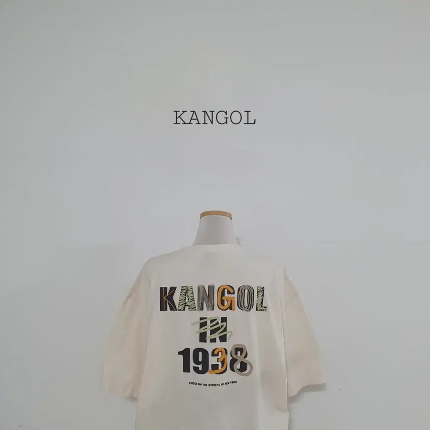 [BUNJANG] Kangol 1938 Printing Big Logo Short Sleeve T-Shirt Ivory / 세일)No.26071501 캉골 반팔티 1938 프린팅 빅로고 아이보리