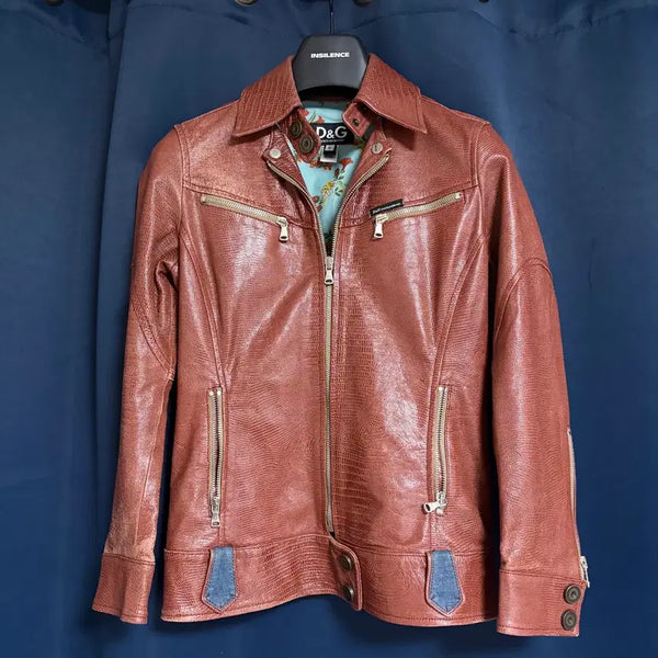 [BUNJANG] Dolce & Gabbana 00s Reptile Embossed Leather Jacket / D&G 돌체앤가바나  00s 렙타일 엠보스 레더 자켓