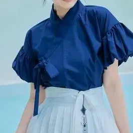 [BUNJANG] Gyojip Daily Hanbok Marine Cake Blouse and Skirt Set / 교집합 생활한복 마린 케이크
