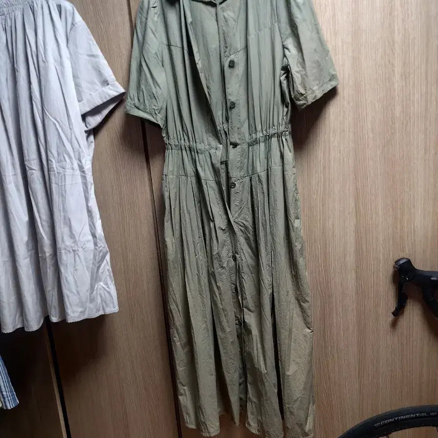 [BUNJANG] Monday Cotton Shirt Maxi Long Dress Khaki / 최종가격내림)먼데이 바스락 올리브 카키 셔츠 맥시롱원피스