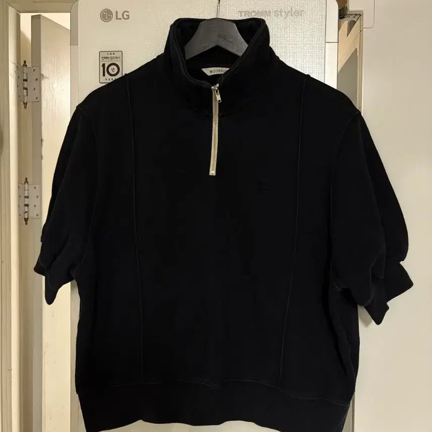 [BUNJANG] Moon Seon Half Zip-Up Sweatshirt Short Sleeve Navy / 문선 하프집업 스웻 반팔