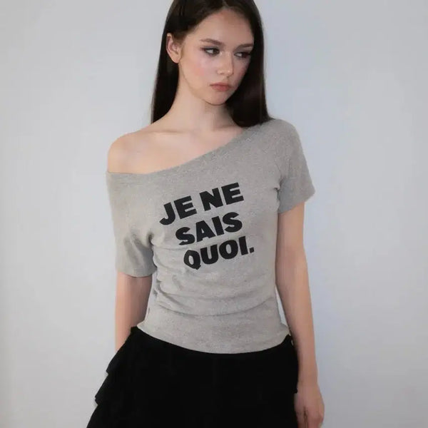 [BUNJANG] Rosy Frans Minimal French Lettering T-shirt [Gray] / 로제프란츠 Minimal French Lettering T-shirt [Gray]