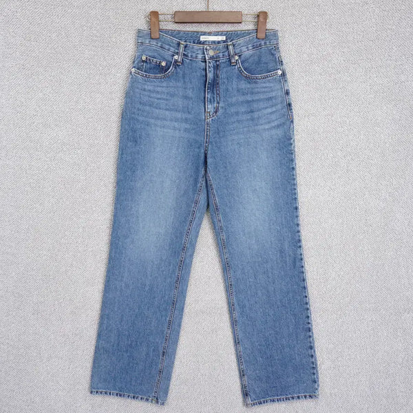 [BUNJANG] LIKEMENT Women's Medium Wash Wide Leg Denim Pants - Size M / 라이크유 LIKEMENT 여성 중청 와이드 데님 팬츠 M