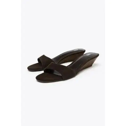 [BUNJANG] Zara Suede Wedge Heel Sandals Brown / [새상품] 자라 스웨이드 웨지힐 샌들 브라운