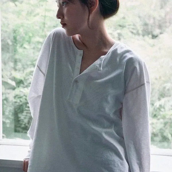 [BUNJANG] VIA PLAIN Henry Neck T-Shirt / 비아플레인 헨리넥 티셔츠
