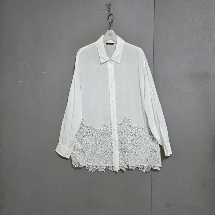[BUNJANG] Sisley Floral Lace Blouse White Size 42 / 시슬리 아래 꽃레이스 블라우스 42  n7725