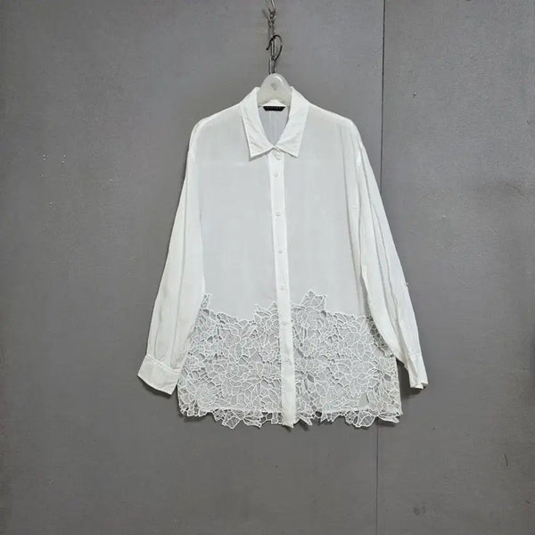 [BUNJANG] Sisley Floral Lace Blouse White Size 42 / 시슬리 아래 꽃레이스 블라우스 42  n7725