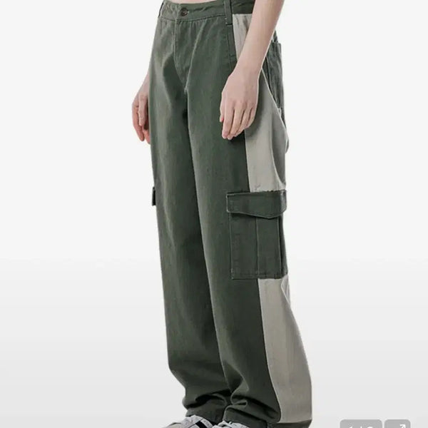 [BUNJANG] Running High Two-Tone Cargo Pants [Khaki Beige] / 러닝하이 투 톤 카고 팬츠 [카키 베이지]