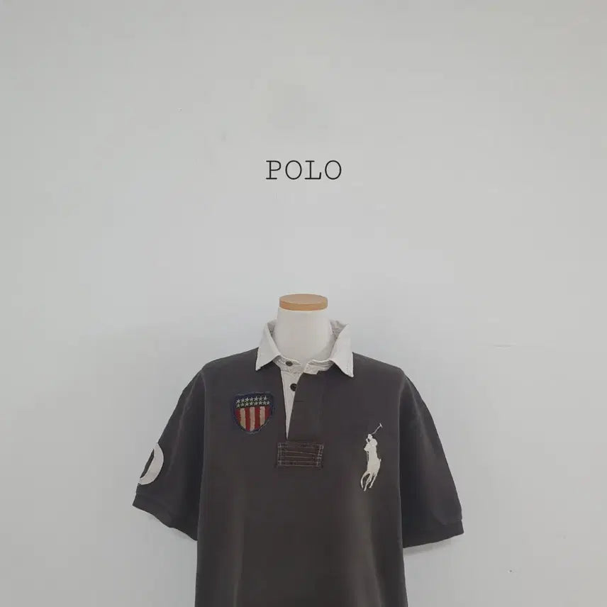 [BUNJANG] Polo Ralph Lauren Big Pony Embroidered Rugby T-Shirt Grey / No.26071511 폴로 랄프로렌 빅포니자수 럭비 티셔츠 그레이