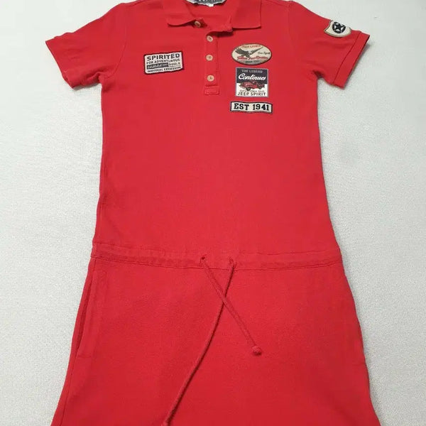 [BUNJANG] Jeep Spirit Collar T-Shirt Dress Red Women's 90 / 지프 스피릿 카라티 원피스 레드 여성90