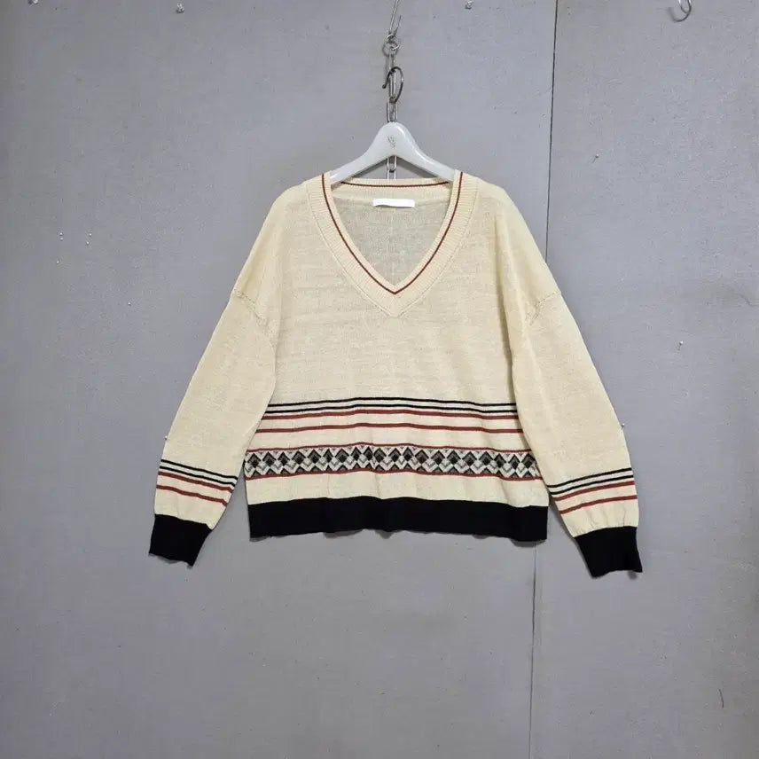 [BUNJANG] VOV Loose Linen Knit Beige / VOV 루즈한 린넨 니트 FF  n7730